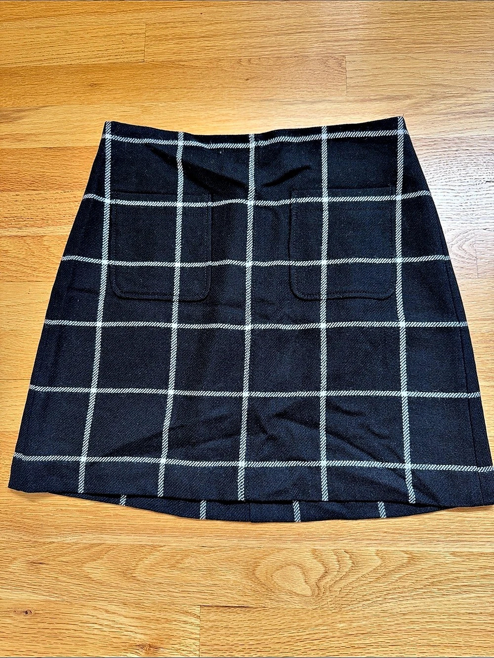 Madewell Museum Patch-Pocket Mini Skirt in Windowpane Black & White Size 2